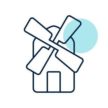 Yel değirmeni ikonu. Tarım işareti. Web sitenizin tasarımı için grafik sembolü, logo, uygulama, UI. Vektör illüstrasyonu, EPS10.
