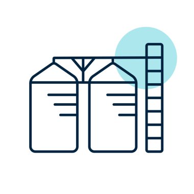 Tahıl ambarı vektörü izole edilmiş. Tarım işareti. Web sitenizin tasarımı için grafik sembolü, logo, uygulama, UI. Vektör illüstrasyonu, EPS10.