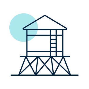 Su kulesi ikonu izole edildi. Tarım işareti. Web sitenizin tasarımı için grafik sembolü, logo, uygulama, UI. Vektör illüstrasyonu, EPS10.