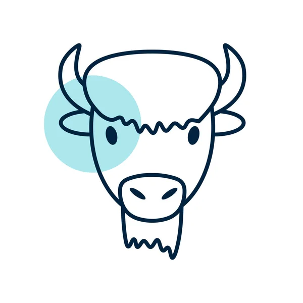 Búfalo Bisonte Icono Aislado Buey Animal Cabeza Vector Signo Agricultura — Vector de stock