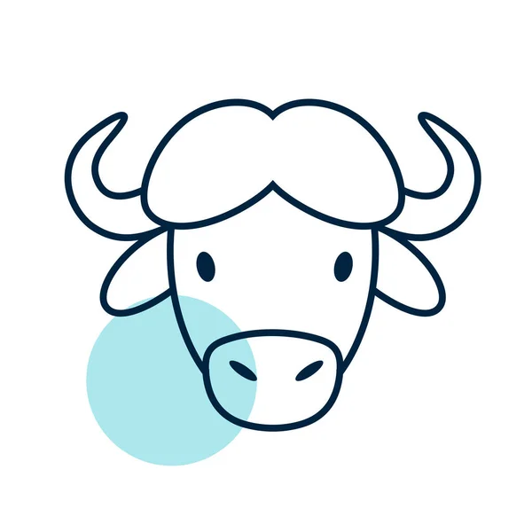 Búfalo Bisonte Aislado Icono Buey Animal Cabeza Vector Signo Agricultura — Vector de stock