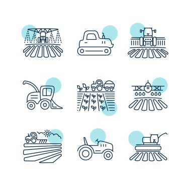 Çiftlik alanı ikonu. Tarım taşıma işareti. Web sitenizin tasarımı için grafik sembolü, logo, uygulama, UI. Vektör illüstrasyonu, EPS10