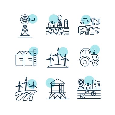 Çiftlik alanı ikonu. Tarım işareti. Web sitenizin tasarımı için grafik sembolü, logo, uygulama, UI. Vektör illüstrasyonu, EPS10