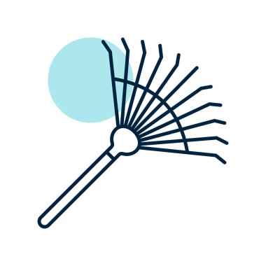 Zemini gevşetmek ve izole edilmiş yaprak ikonu toplamak için bahçe tırmığı. Tarım, bahçe ve bitkiler için grafik sembolü Web sitesi ve uygulama tasarımı, logo, uygulama, UI