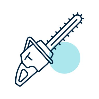 Elektrikli testere vektör ikonu. Tarım, bahçe ve bitkiler için grafik sembolü Web sitesi ve uygulama tasarımı, logo, uygulama, UI