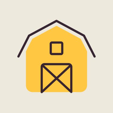 Düz ahır ikonu. Çiftlik hayvanı işareti. Web sitenizin tasarımı için grafik sembolü, logo, uygulama, UI. Vektör illüstrasyonu