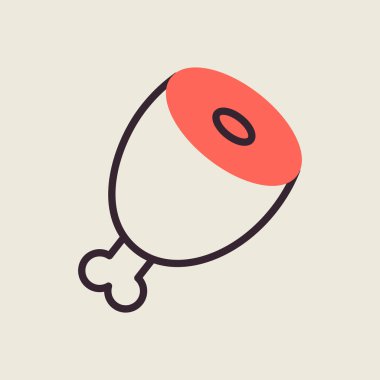 Et bacağı düz simgesi. Çiftlik hayvanı işareti. Web sitenizin tasarımı için grafik sembolü, logo, uygulama, UI. Vektör illüstrasyonu