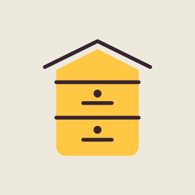 Arı kovanının düz simgesi. Çiftlik hayvanı işareti. Web sitenizin tasarımı için grafik sembolü, logo, uygulama, UI. Vektör illüstrasyonu