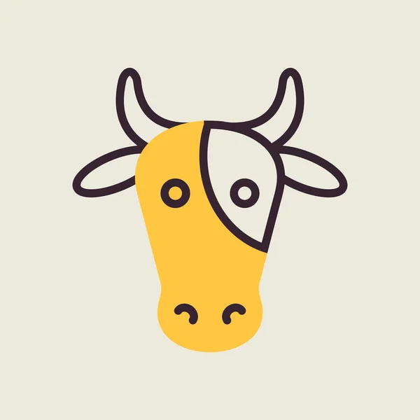 Płaska Ikona Krowy Głowa Zwierzęcia Znak Gospodarstwa Symbol Graficzny Dla — Wektor stockowy