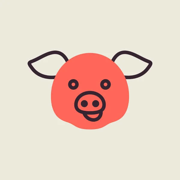 猪平面图标 动物的头农场标志 图形符号为您的网站设计 应用程序 用户界面 矢量说明 — 图库矢量图片