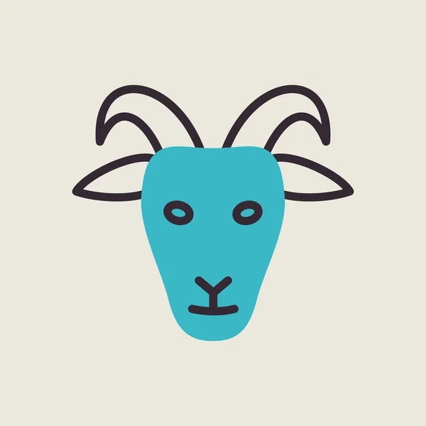 Козий Плоский Значок Голова Животного Знак Фермы Графический Символ Вашего — стоковый вектор