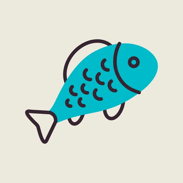 Fish Flat Icon Farm Animal Sign Graph Symbol Your Web — Stockvektor