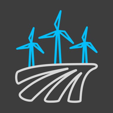 Alan düz ikonunda yel değirmeni. Tarım işareti. Web sitenizin tasarımı için grafik sembolü, logo, uygulama, UI. Vektör illüstrasyonu, EPS10.