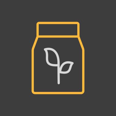 Gübre paketi vektör simgesi. Tohum paketi işareti. Tarım, bahçe ve bitkiler için grafik sembolü Web sitesi ve uygulama tasarımı, logo, uygulama, UI