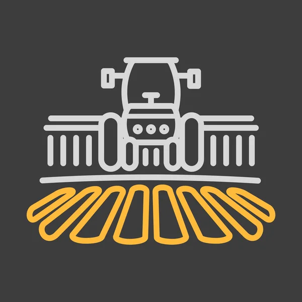 Tracteur Traite Terre Une Icône Paysage Rural Panneau Agricole Symbole — Image vectorielle