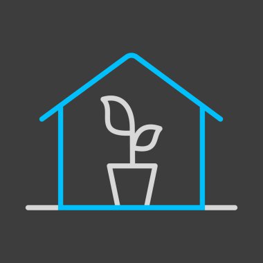 Vektör ikonu içinde fideleri olan bir sera. Tarım, bahçe ve bitkiler için grafik sembolü Web sitesi ve uygulama tasarımı, logo, uygulama, UI