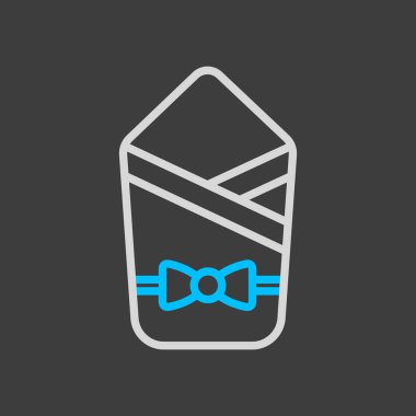 Bebek uyku tulumu vektör simgesi. Yeni doğan için zarf. Çocuklar ve yeni doğmuş bebekler için grafik sembolü Web sitesi ve uygulama tasarımı, logo, uygulama, UI