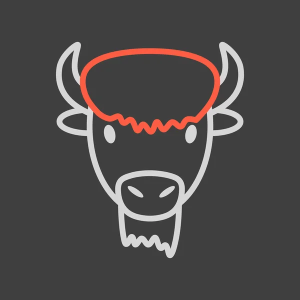 Bison Ikona Wołu Bizona Wektor Głowy Zwierzęcia Znak Rolnictwa Symbol — Wektor stockowy