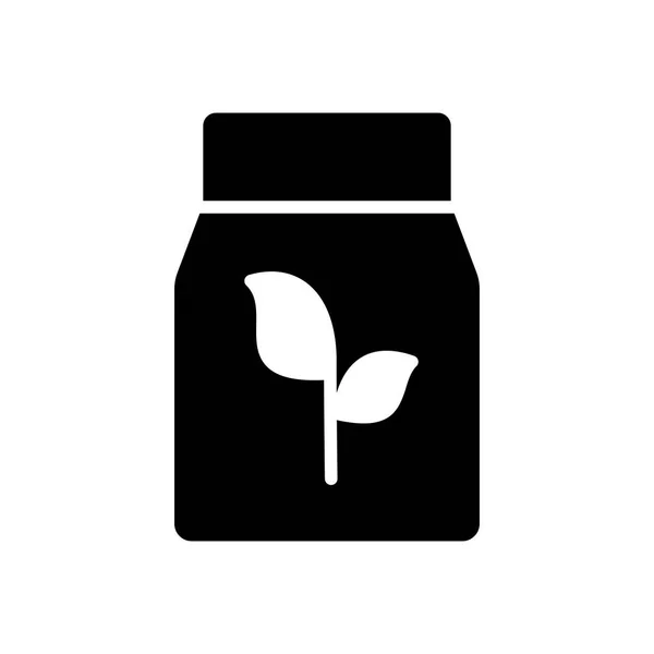 Ikona Wektorowego Glifu Opakowaniu Nawozowym Znak Paczki Nasion Symbol Graficzny — Wektor stockowy