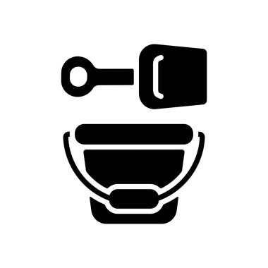 Çocuk kovası ve kürek vektör sembol. Çocuklar ve yeni doğmuş bebekler için grafik sembolü Web sitesi ve uygulama tasarımı, logo, uygulama, UI