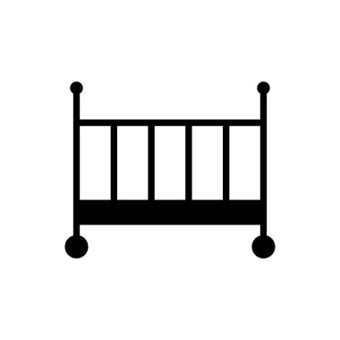 Klasik ahşap bebek beşiği taşıyıcı sembol. Çocuklar ve yeni doğmuş bebekler için grafik sembolü Web sitesi ve uygulama tasarımı, logo, uygulama, UI