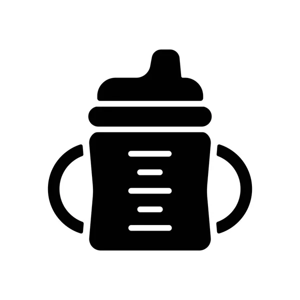幼児のシッピーカップベクトルグリフアイコン 子供や新生児のウェブサイトやアプリのデザイン アプリ Uiのためのグラフシンボル — ストックベクタ