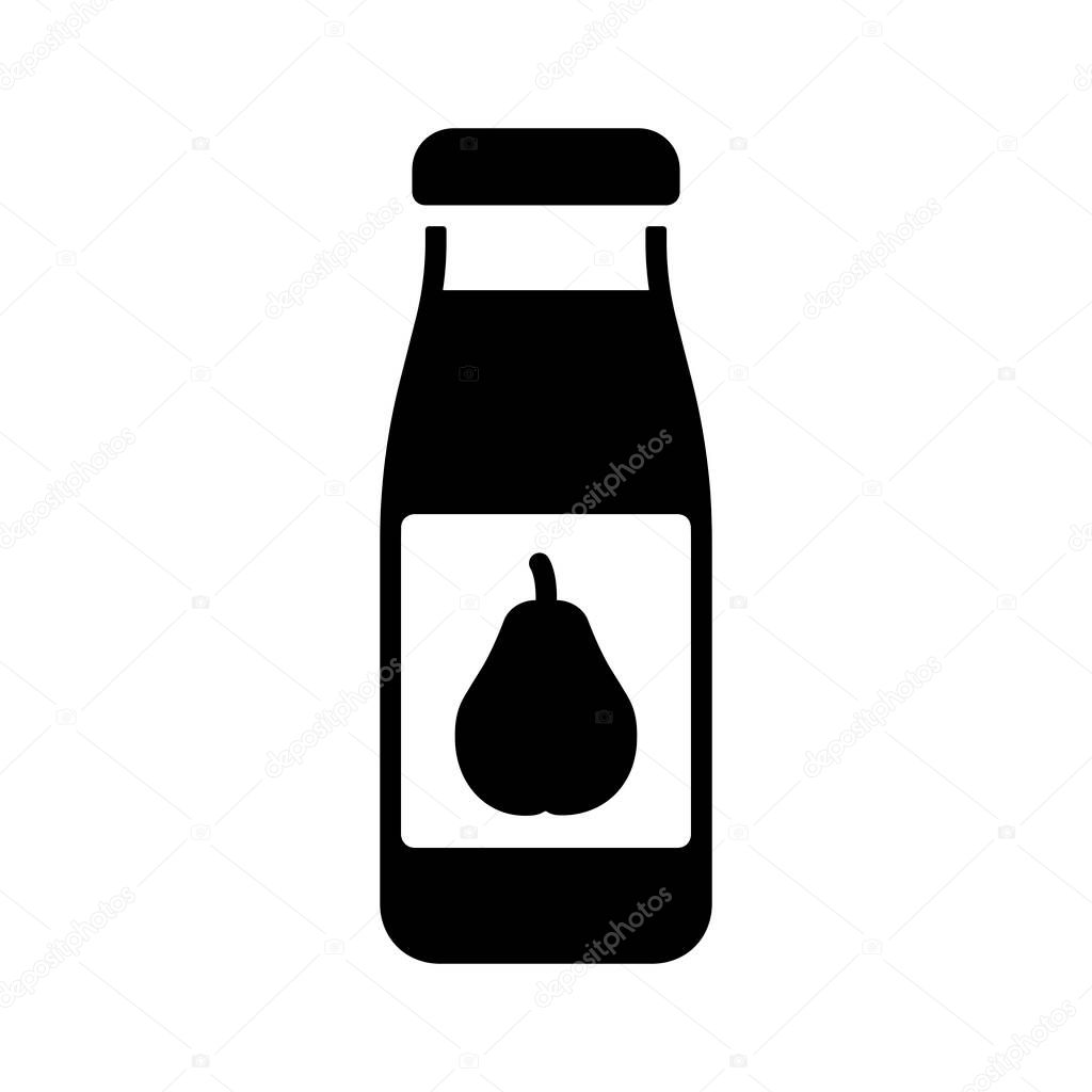 Bottle of pear juice vector isolated glyph icon. Graph symbol for children and newborn babies web site and apps design, logo, app, UI