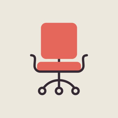 Ofis Sandalyesi izole edilmiş ikonu özetliyor. İş tabelası. Web sitenizin tasarımı için grafik sembolü, logo, uygulama, UI. Vektör illüstrasyonu, EPS10.