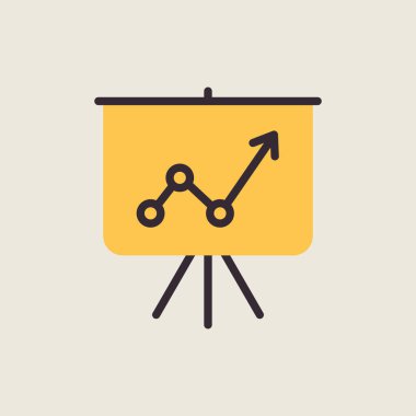 Haritada izole edilmiş bir simge. Grafikli projeksiyon ekranı. İş tabelası. Web sitenizin tasarımı için grafik sembolü, logo, uygulama, UI. Vektör illüstrasyonu