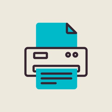 Yazıcı vektör ana hatları izole edilmiş simge. Ofis işareti. Web sitenizin tasarımı için grafik sembolü, logo, uygulama, UI. Vektör illüstrasyonu