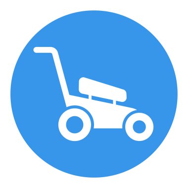 Çim biçme makinesi izole vektör sembolü. Bahçıvan çim biçme makinesi. Tarım, bahçe ve bitkiler için grafik sembolü Web sitesi ve uygulama tasarımı, logo, uygulama, UI