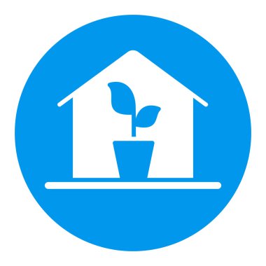İzole edilmiş vektör sembol içinde fideleri olan sera. Tarım, bahçe ve bitkiler için grafik sembolü Web sitesi ve uygulama tasarımı, logo, uygulama, UI