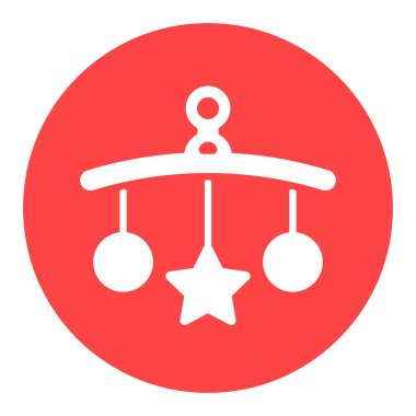 Bebek beşiği asılı oyuncak izole edilmiş sembol. Çocuklar ve yeni doğmuş bebekler için grafik sembolü Web sitesi ve uygulama tasarımı, logo, uygulama, UI