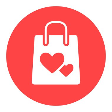 Kalp izole vektör simgesine sahip taş torbası. Perakende web sitesi ve uygulama tasarımı, logo, uygulama, UI için grafik sembolü