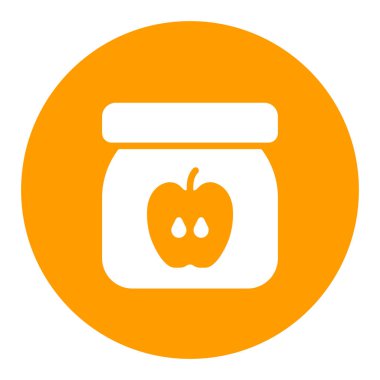 Elma püresi yalıtılmış vektör sembollü bebek maması kavanozu. Çocuklar ve yeni doğmuş bebekler için grafik sembolü Web sitesi ve uygulama tasarımı, logo, uygulama, UI