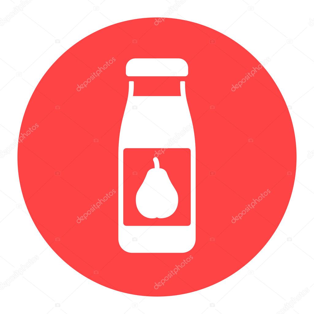 Bottle of pear juice vector glyph icon. Graph symbol for children and newborn babies web site and apps design, logo, app, UI