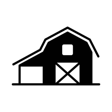 Ahır kabartma simgesi. Çiftlik hayvanı işareti. Web sitenizin tasarımı için grafik sembolü, logo, uygulama, UI. Vektör illüstrasyonu