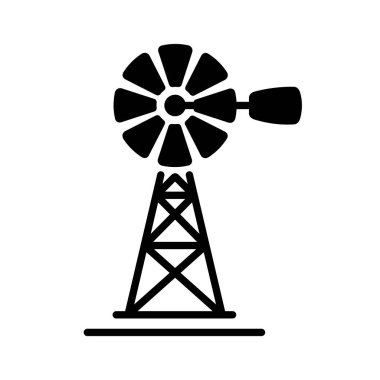 Rüzgar pompası düz kabartma simgesi. Tarım işareti. Web sitenizin tasarımı için grafik sembolü, logo, uygulama, UI. Vektör illüstrasyonu, EPS10.