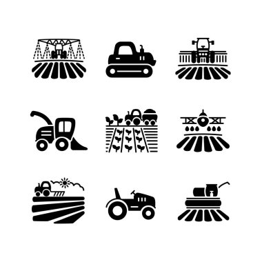 Çiftlik alanı sembolü. Tarım taşıma işareti. Web sitenizin tasarımı için grafik sembolü, logo, uygulama, UI. Vektör illüstrasyonu, EPS10