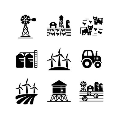 Çiftlik alanı sembolü. Tarım işareti. Web sitenizin tasarımı için grafik sembolü, logo, uygulama, UI. Vektör illüstrasyonu, EPS10
