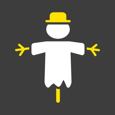 Korkuluk vektörü kabartma simgesini izole etti. Tarım, bahçe ve bitkiler için grafik sembolü Web sitesi ve uygulama tasarımı, logo, uygulama, UI