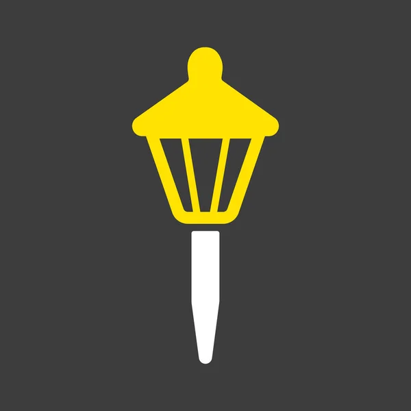 Small Garden Light Isolated Vector Glyph Icon Solar Powered Lamp — Stock Vector