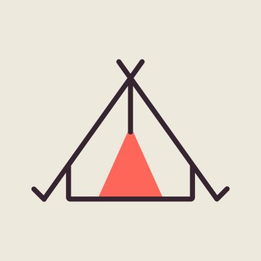 Turist çadırı taşıyıcısı ikonu izole etti. Kamp ve yürüyüş işareti. Seyahat ve turizm web sitesi ve uygulama tasarımı, logo, uygulama, UI için grafik sembolü