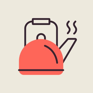 Kamp yapan metal çaydanlık vektörü ikonu izole etti. Kamp ve yürüyüş işareti. Seyahat ve turizm web sitesi ve uygulama tasarımı, logo, uygulama, UI için grafik sembolü