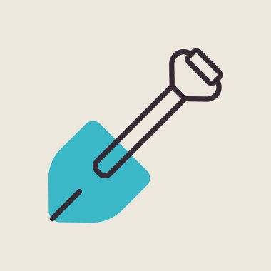 Keşif için kamp küreği izole edilmiş ikon vektörü. Seyahat ve turizm web sitesi ve uygulama tasarımı, logo, uygulama, UI için grafik sembolü