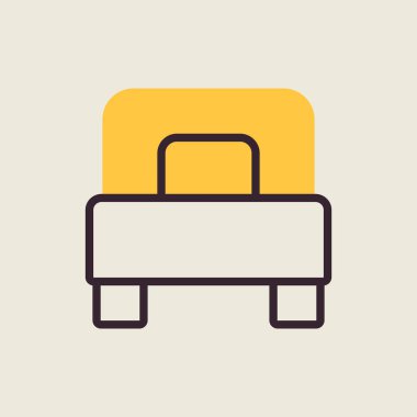 Tek yatak vektör simgesi. Seyahat ve turizm web sitesi ve uygulama tasarımı, logo, uygulama, UI için grafik sembolü