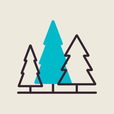 Kozalaklı orman taşıyıcısı ikonu izole etti. Doğa işareti. Seyahat ve turizm web sitesi ve uygulama tasarımı, logo, uygulama, UI için grafik sembolü