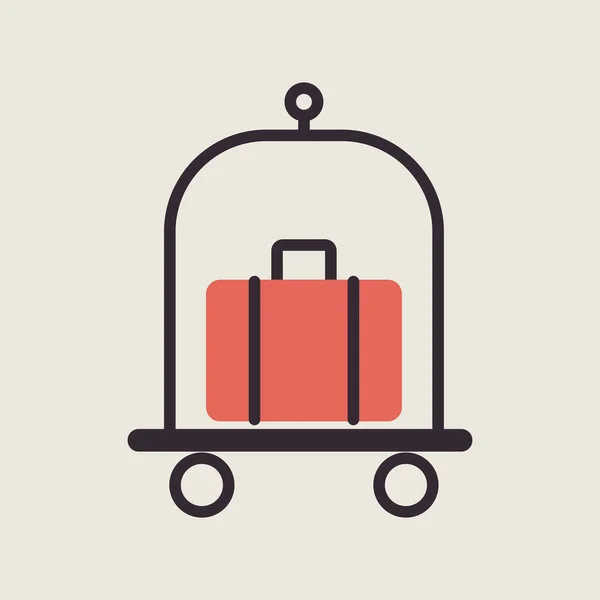 Gepäck Gepäck Koffer Auf Trolley Vektor Isoliert Symbol Hotelschild Grafik — Stockvektor