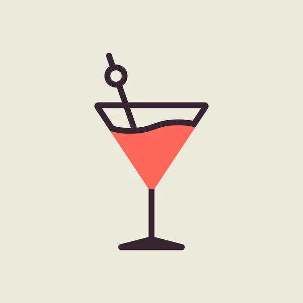 Cocktail Bere Vetro Isolato Vettore Icona Simbolo Grafico Bar Caffè — Vettoriale Stock