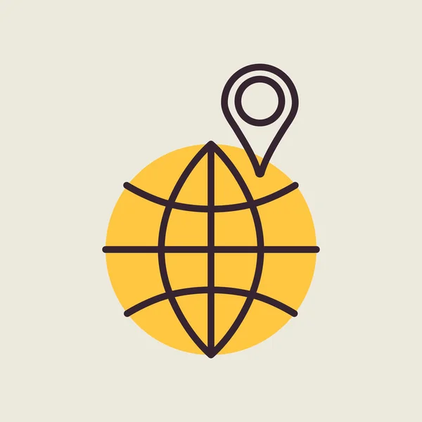ピンベクトルアイコンでグローブ 航海標識 旅行や観光のウェブサイトやアプリのデザイン アプリ Uiのためのグラフシンボル — ストックベクタ